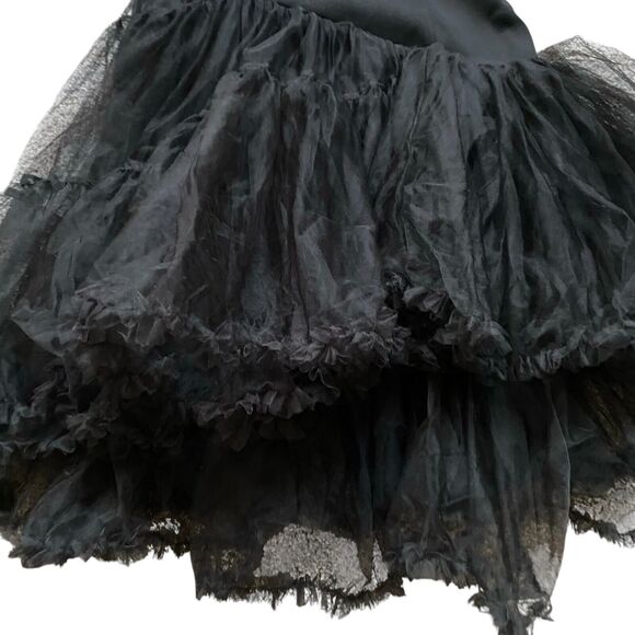 Edge Tulle Black Dress M Halter Neck Open Back Balletcore Fairy Whimsygoth Sexy - Picture 8 of 12